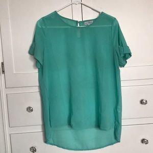 Teal sheer blouse